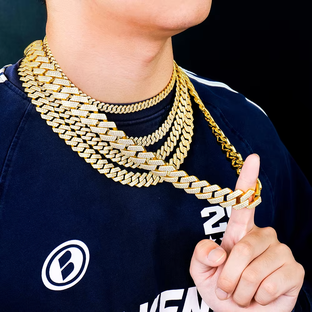 18MM-20MM Big k for Men Thick Iced Out Chain Gold Plated Moissanite Miami Cuban Necklace