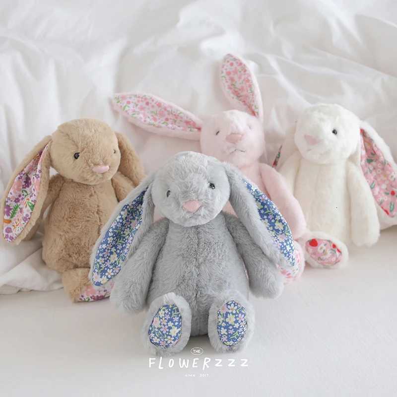 Rabbit Plushies Bonnie Rabbit Floral Ears Plush Toys Rabbit Stuffed Dolls Kawaii Room Decor Toy Soft Sofa Cushion Kids Gift Y251114