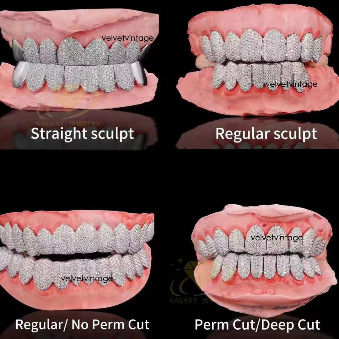 Perm cutting with honeycomb inlaid silver teeth Hiphop, chilled VVS silica grill for each tooth