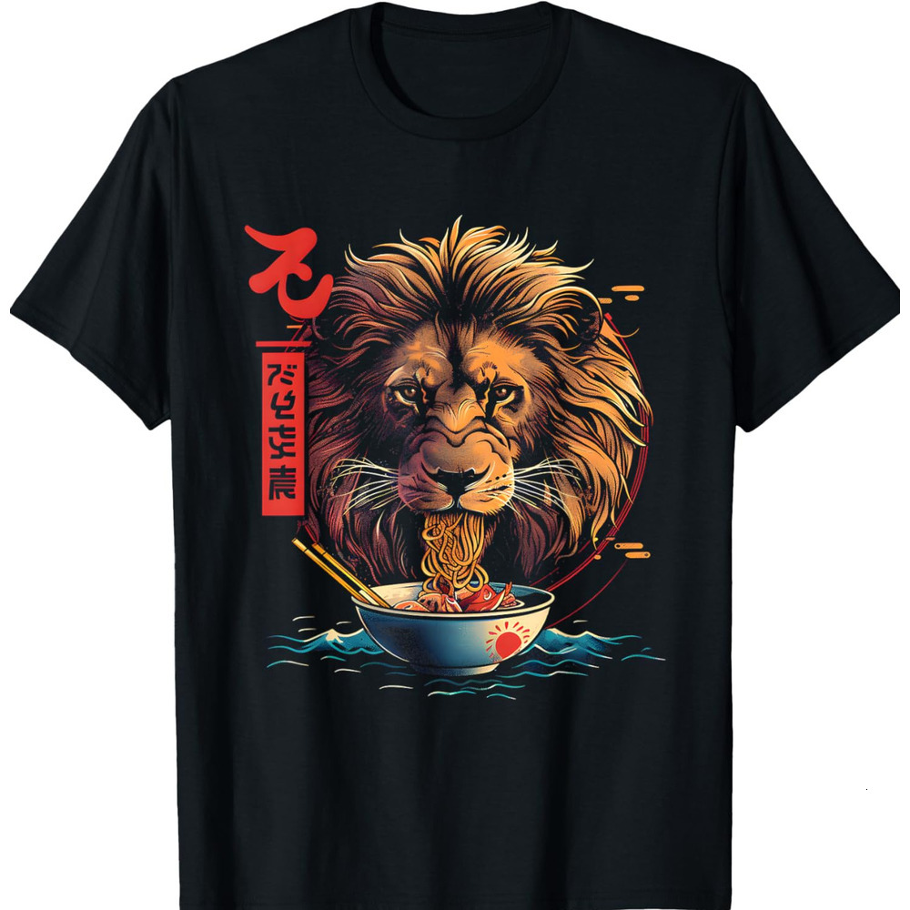 T shirt for Mens Funny Lion Cool Animal Lover Graphic Cat King Ramen Noodle Graphic Tee Casual Tops Clothes Short sleeve fashion