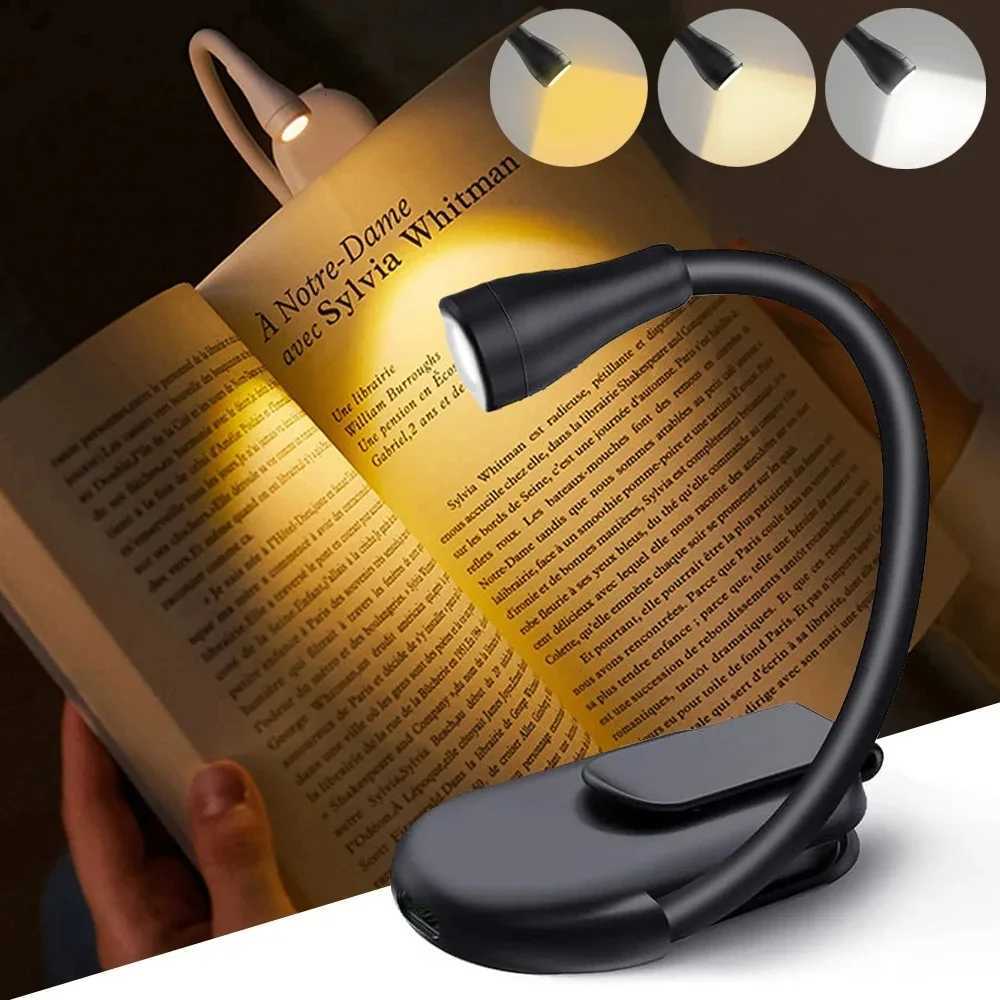 Rechargeable 3-Color Book Light Night Lamp with Clip for Reading in Bed Table Lamps with Stepless Brightness M251114