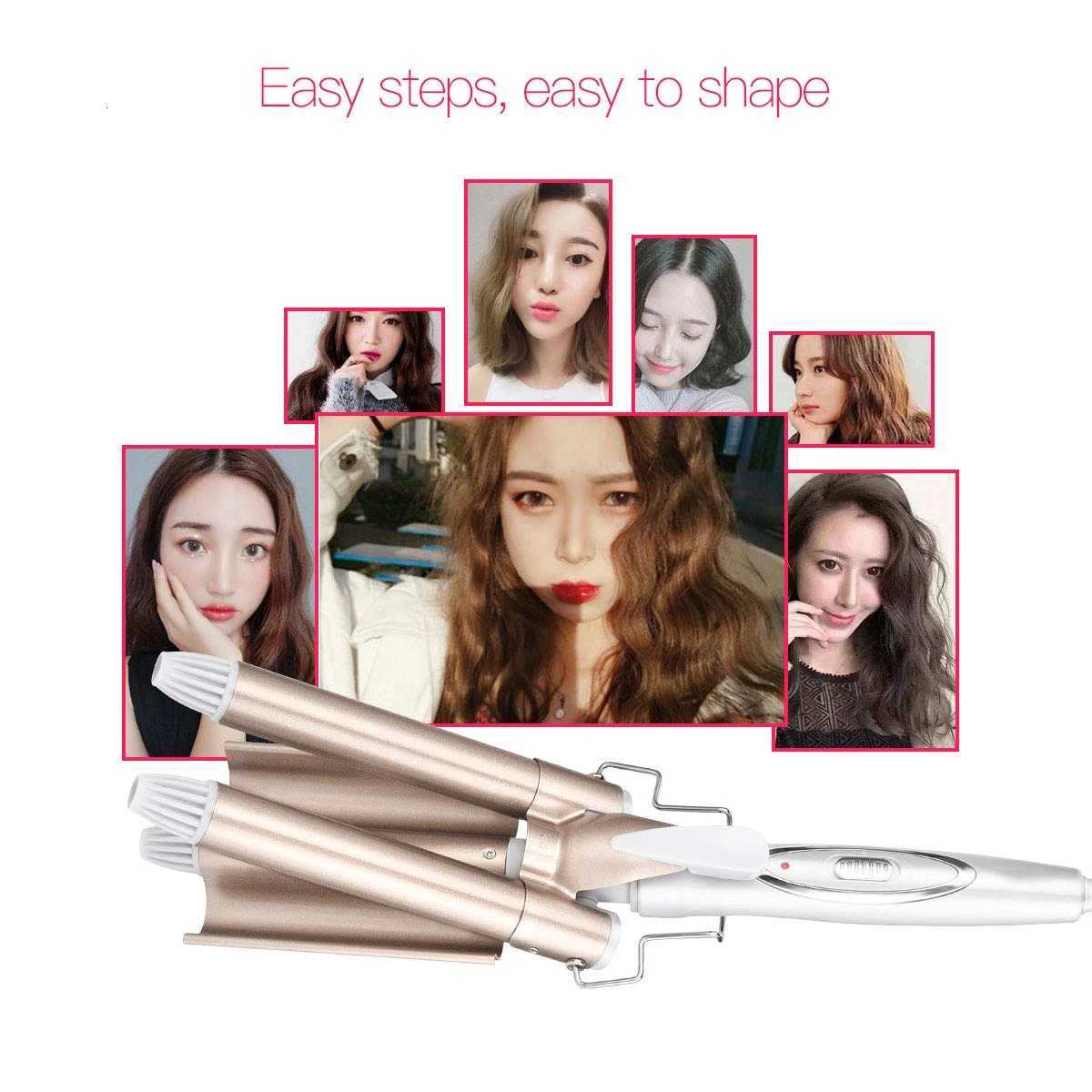 Professional 3 Barrel Curling Iron Wand Fast Heating Tourmaline Ceramic Hair Waver Styling Tool for Beautiful WavesT251114