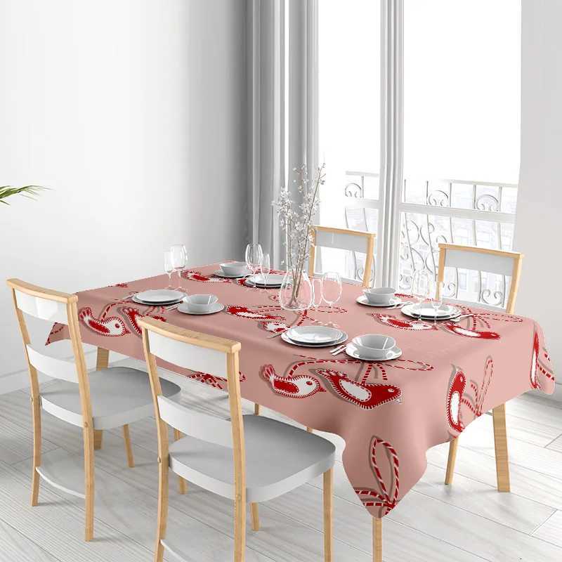 Christmas Rustic Style Christmas Tablecloth with Festive Red White Design Perfect for Holiday Dinners Y251113