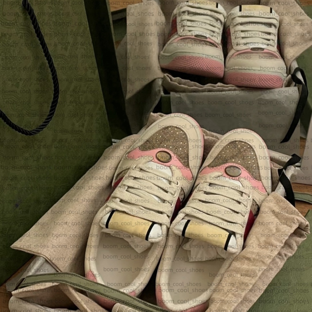 Designer Shoes Canvas Sneakers Classic Pink Crystal Embroidery Shoe White Black Sneaker Flat Womens Men Leather Tennis Shoes Couple Runner Traine