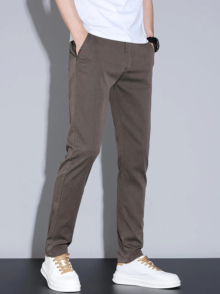 Business mens casual pants spring and summer thin Lyocell fashion ultrathin Trouser straight elastic office clothing 250414Z