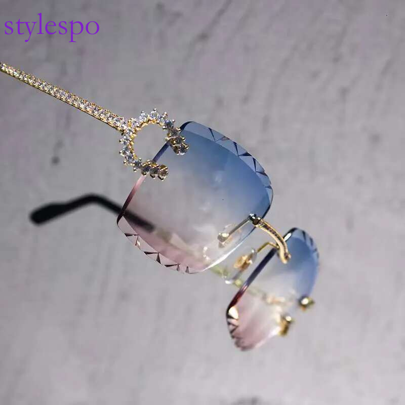 Wholesale New Custom Hip Hop Rimless Dia Men Iced Out Moissanite Sunglasses Women