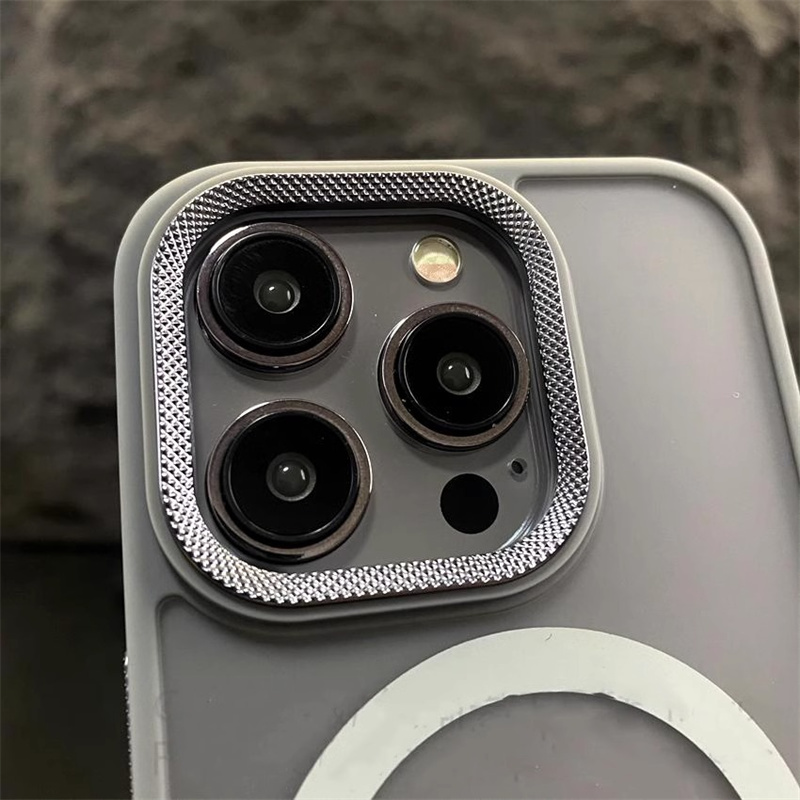 Luxury Spiricle Camera Protection Matte Magnetic Phone Case for iPhone 16 15 14 Plus 13 12 11 Pro Max Magsafe Wireless Charging Cover