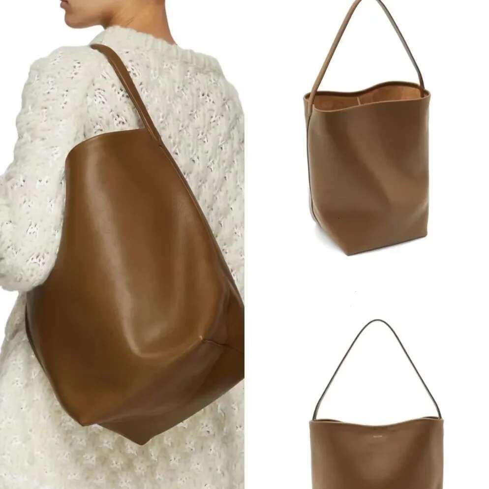 High-End Feel Nicherow Genuine Leather Bucket Large Capacity Commuter Tote Women's Single Shoulder Bag Autumn/Winter