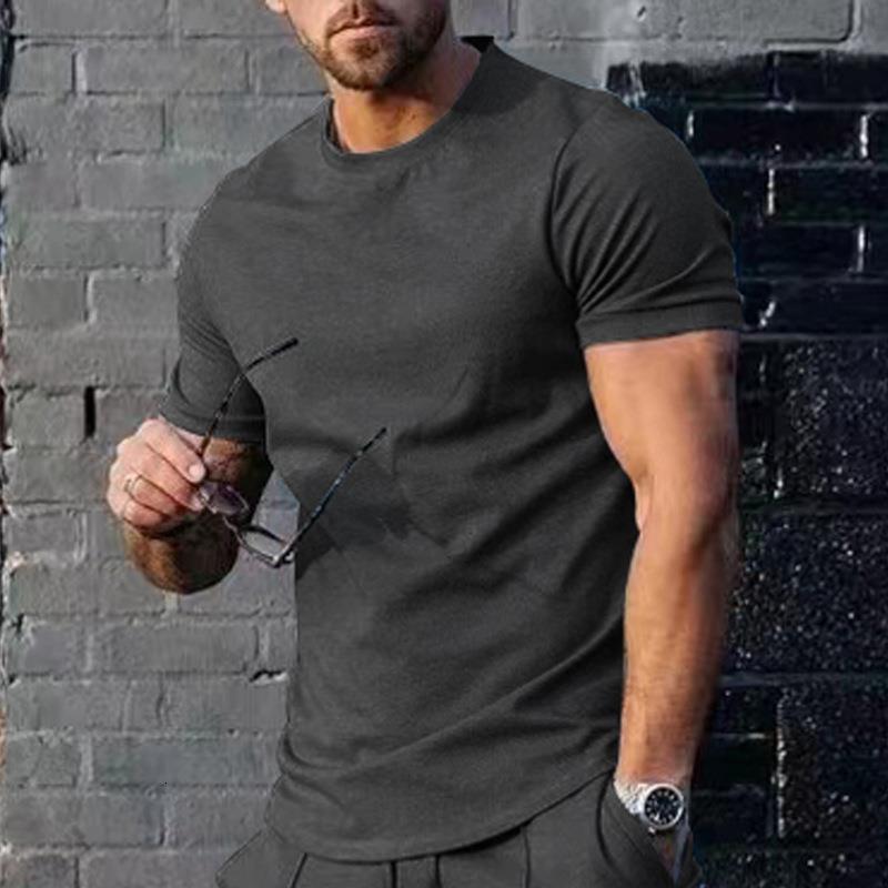 Summer vacation men's clothing 2025 short sleeved solid color top trendy loose T-shirt for men