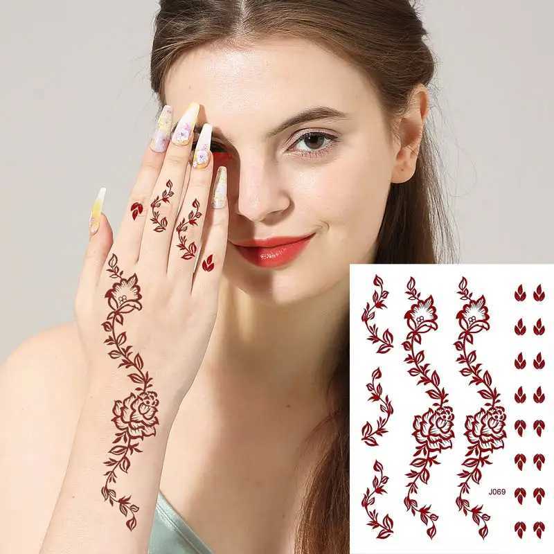 Waterproof Nail Art Tattoo Brown Nail Art Sticker Handmade Fake Tattoo Female Body Art Temporary Nail Art Design Mehndi StickersXJ25414