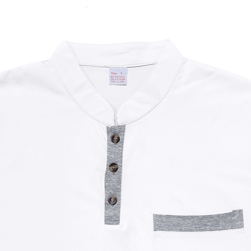 Polo shirt summer top 2025 solid color stand up collar pocket men's T-shirt