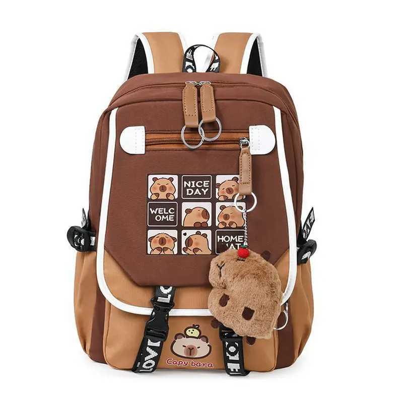 Capybara Backpacks Schoolbag for Teenage Waterproof Girls Boys Backpack Female Travel Bag Bookbag Mochila with Plush KeychainW251113