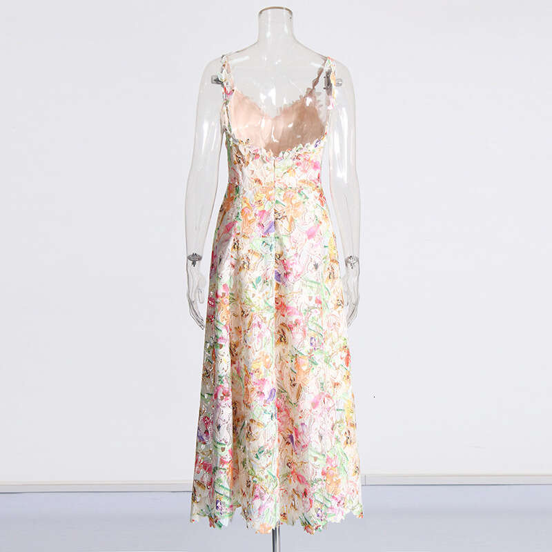 Designer Charming Floral Lace High-Waisted Dress for Women - Trendy Sexy Socialite Camisole