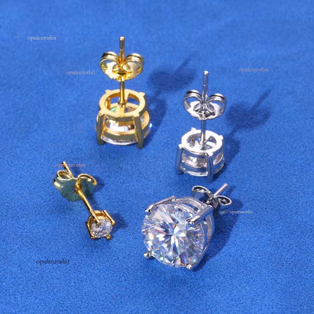 NUOYA VVS Moissanite earrings in pure sier, 3-10mm round white gold, gold-plated earrings, exquisite jewelry gifts