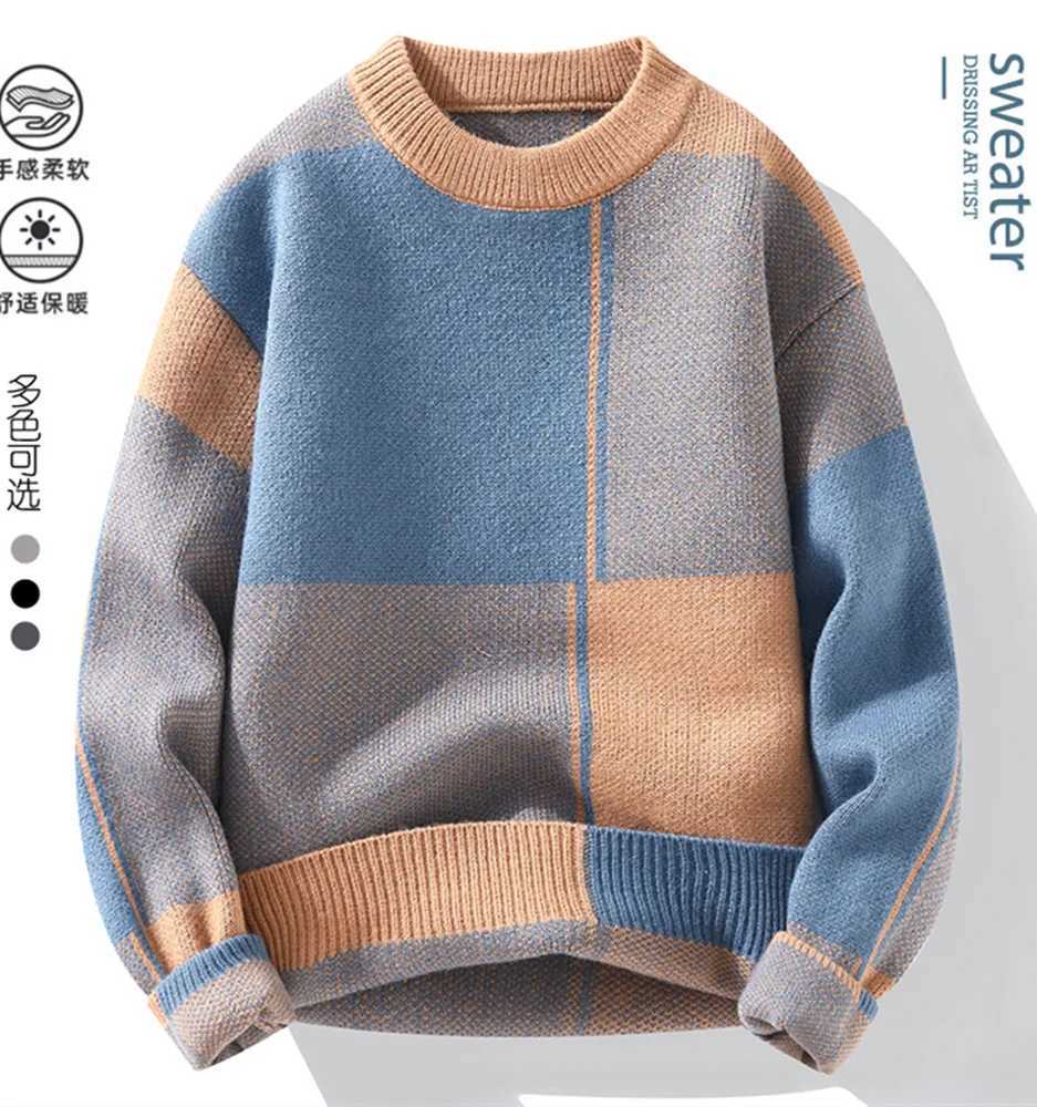 2025 Autumn/Winter Mens Round Neck Long Sleeve Thick Knitted Original Autumn/Winter Hoodie Mens Casual Knitted Sweater M251114