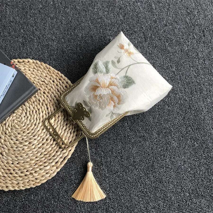 Fringe Shell Lock Tote Women's Handbags Purses Women Shoulder Crossbody Embroidery Rose Wers Wedding Bag Bags