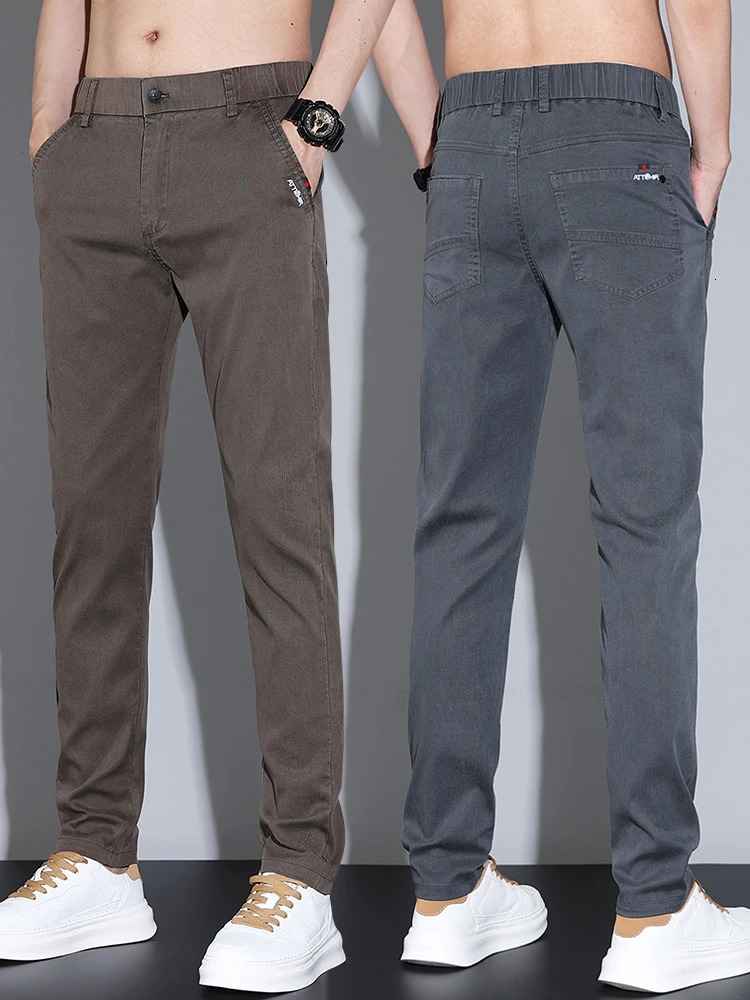 Business mens casual pants spring and summer thin Lyocell fashion ultrathin Trouser straight elastic office clothing 250414Z
