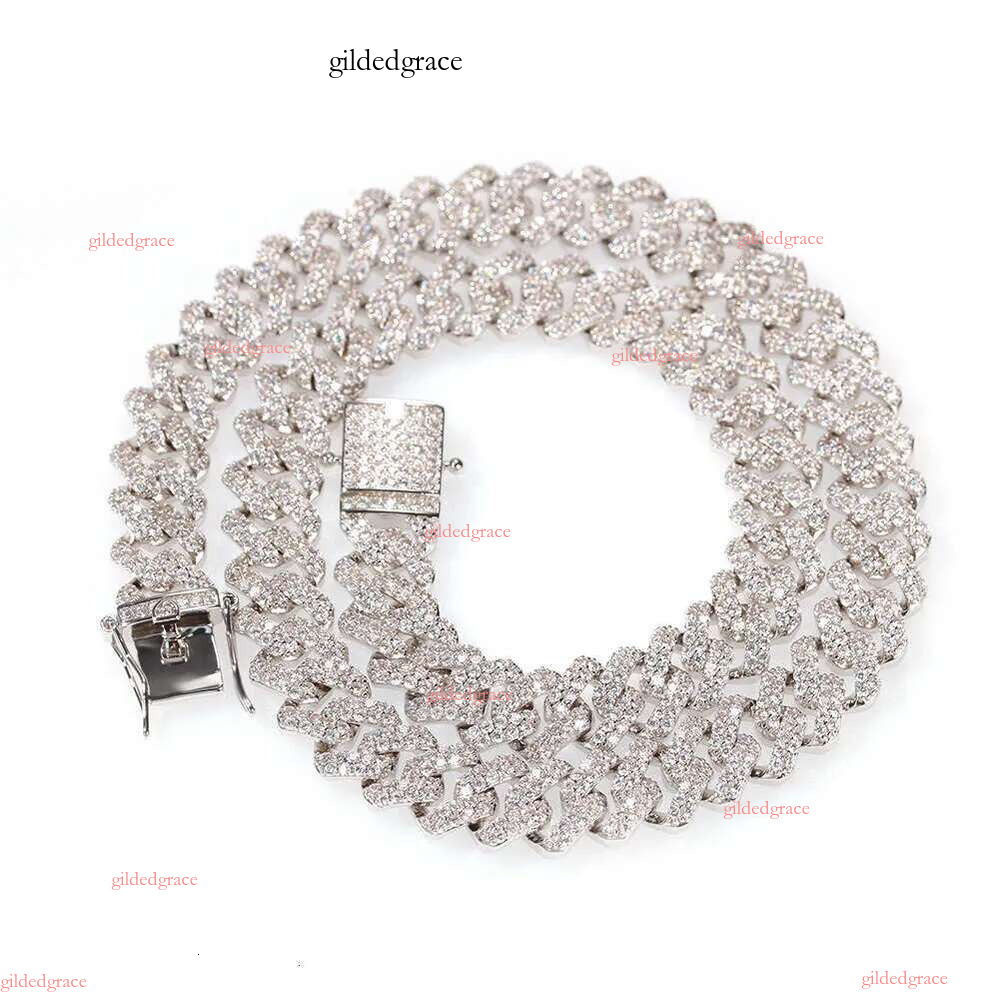 16MM VVS moissanite iced out dia gold color Sterg sier men necklace miami cuban k chain necklaces mens