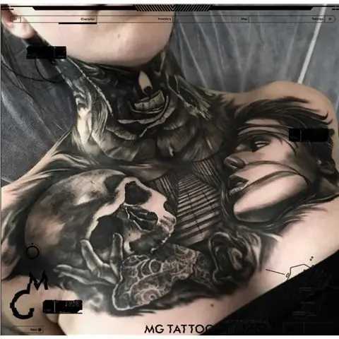 Womens Skull Fake Tattoo Mens Chest Art Tattoo Stickers Punk Skull Temporary Tattoo Waterproof Temporary TattooXJ25414