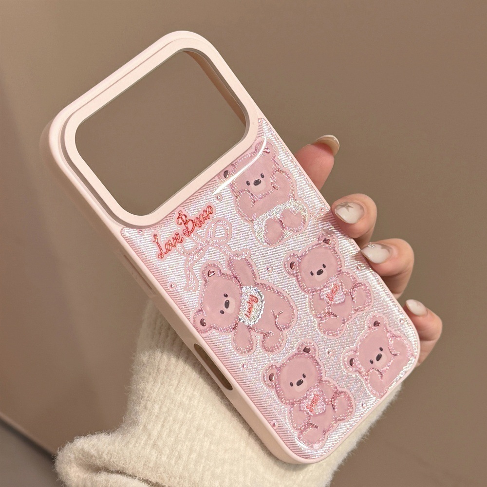 Cute Bear Cartoon Phone Case Compatible with iPhone 17/16 Pro Max Adorable Full Coverage iPhone 15/14 Pro