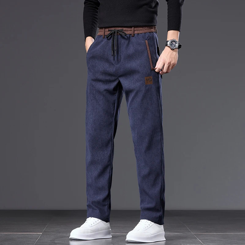 Autumn Winter Mens Corduroy Pants Classic Drawstring Elastic Waist Thick Outdoors Work Trousers Male Plus Size 5XL 251112