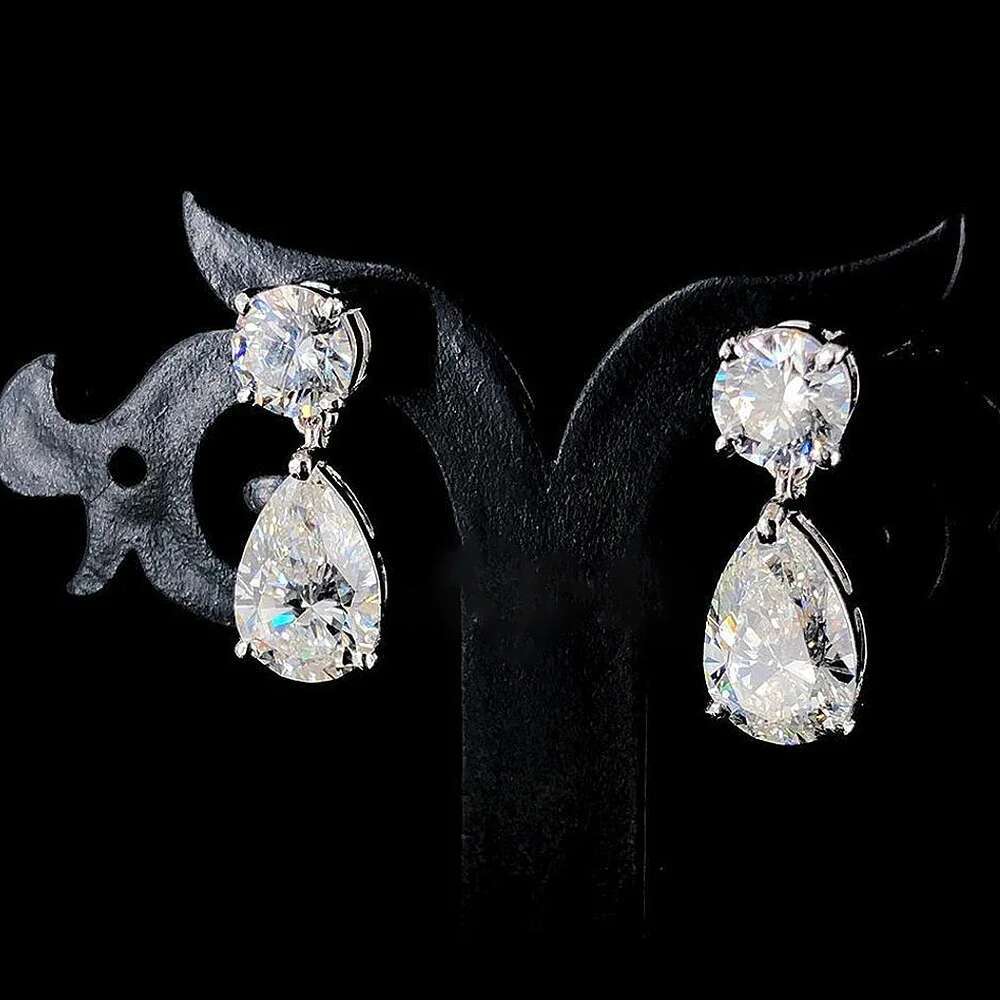 19cttw Waterdrop Full Moissanite Drop Earrings for Women 925 Sterling Silver Pear Cut Lab Diamond Stud Earrings with Certificate