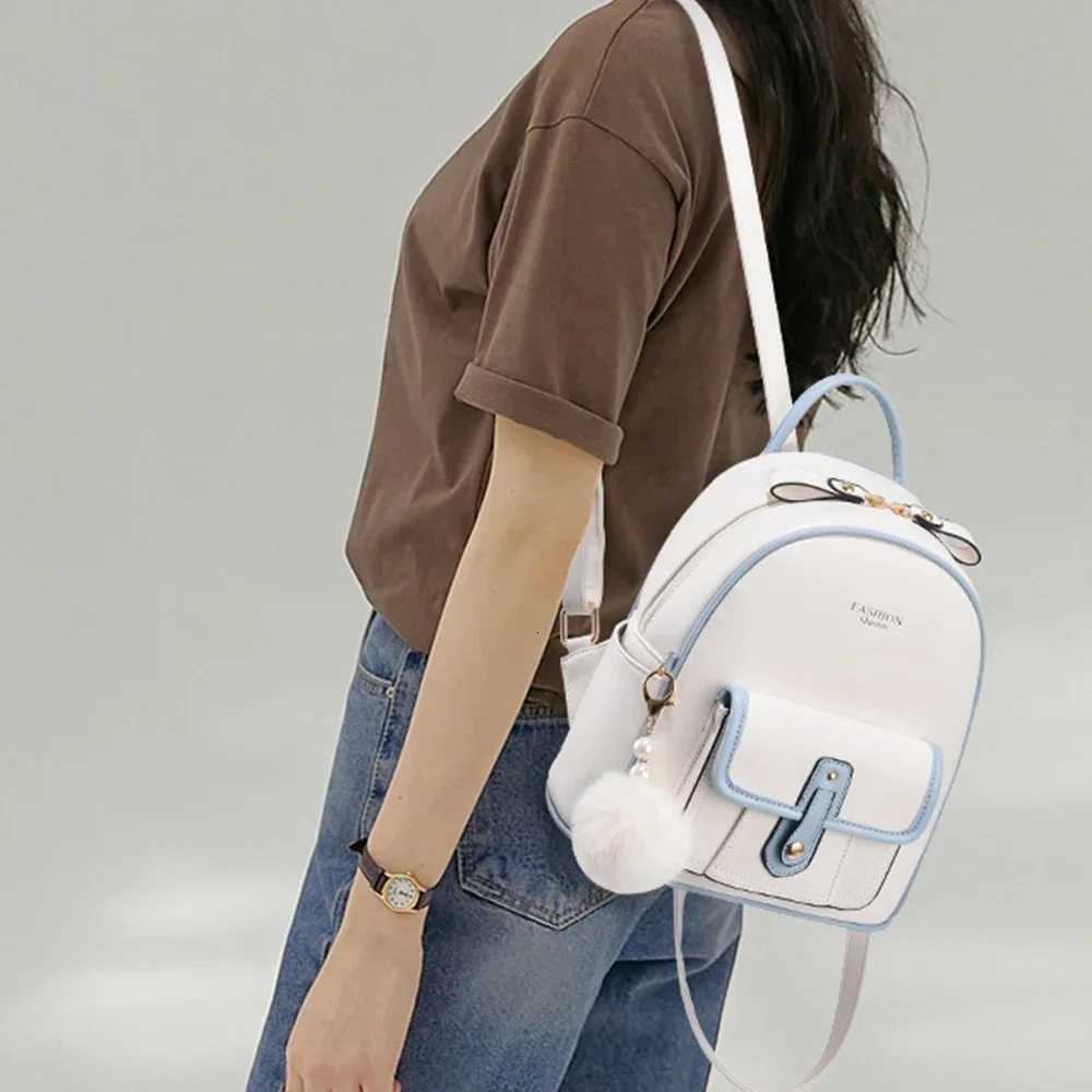 Simple Solid Color Pu Leather Shoulder Backpack Fashion Small Rucksack Cute Mini Travel Backpack Girl Teenager Leather BackpacksW251113