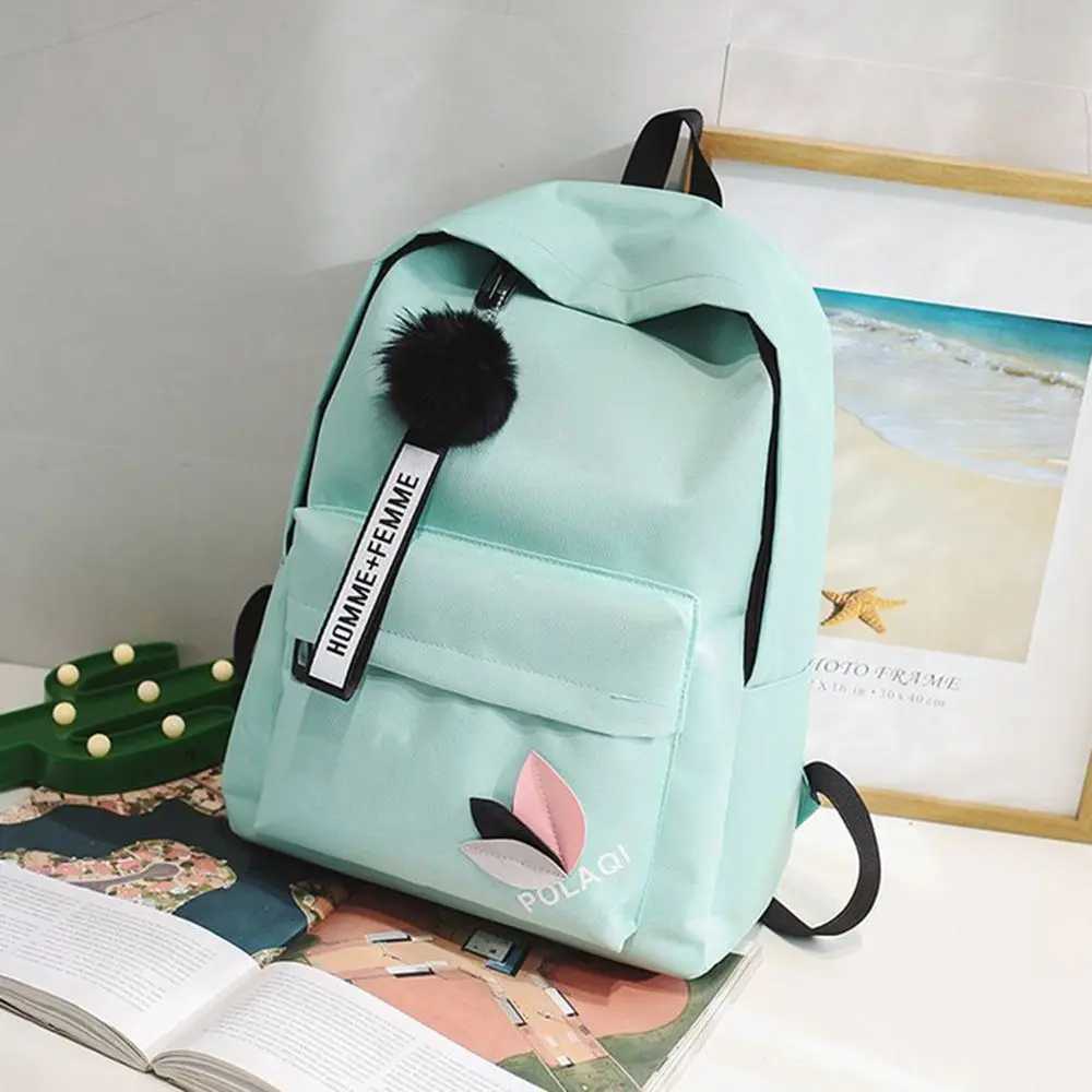 Printed Leaves Backpack Large Capacity Rucksack Zipper Portable Knapsack Female Shoulder Bag Simple Student SchoolbagW251113