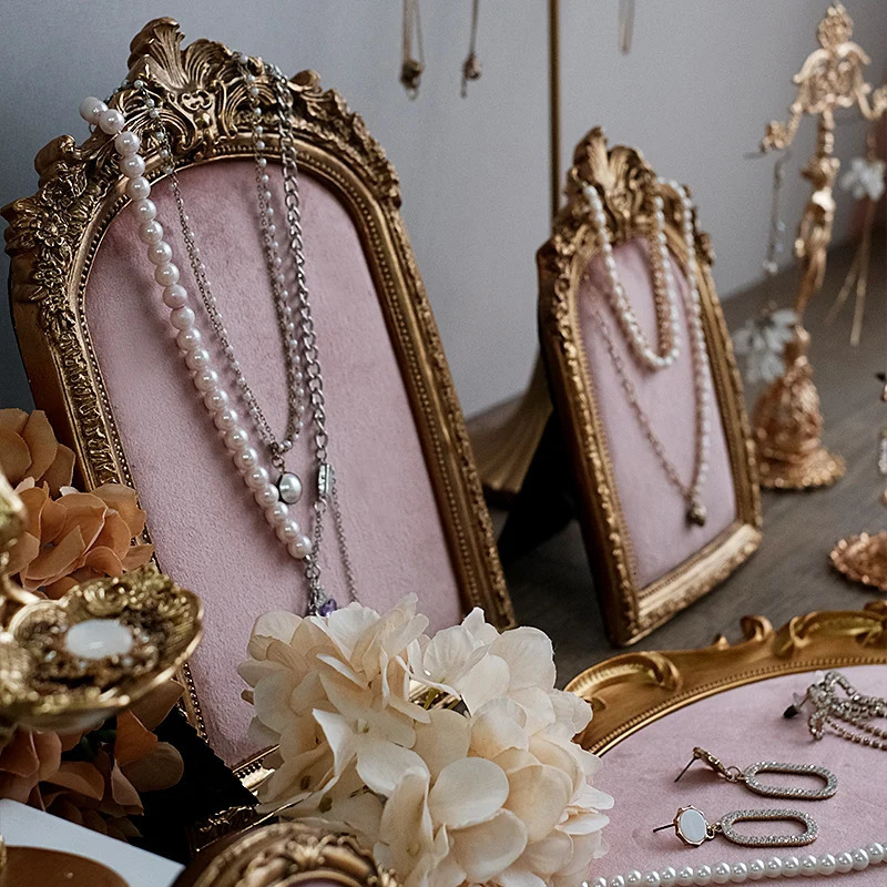 Pink Vintage Po Frame Jewelry Display Stand - Necklace Ring Earring Holder Boutique Display Pography Prop 251113