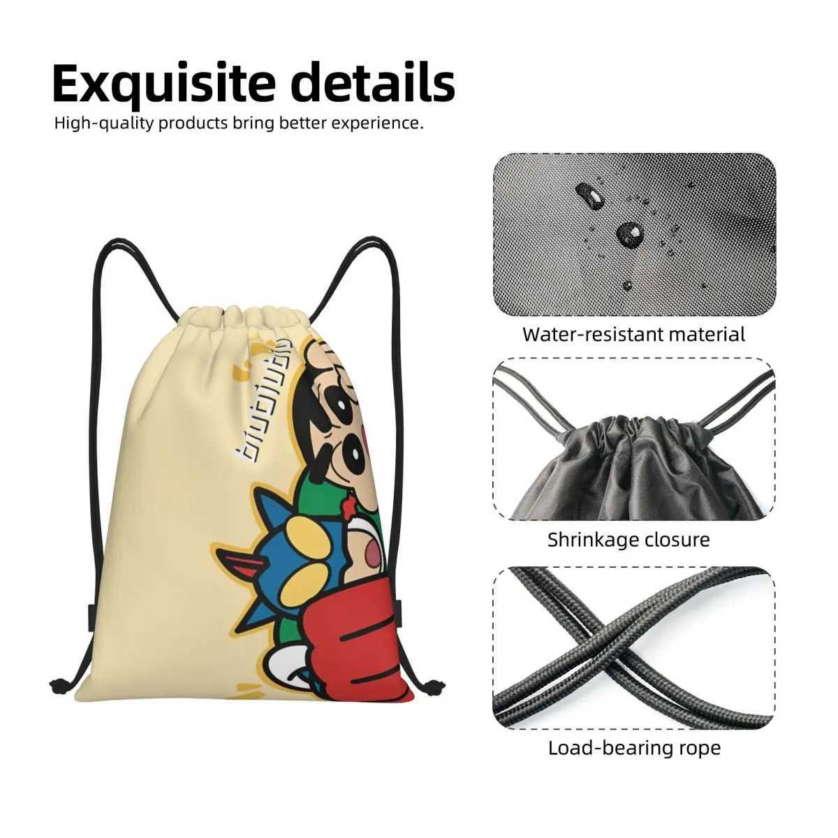 Crayon-ShinS Cartoon ChanS Anime Drawstring Backpack Gym Sports Sackpack Water Resistant String Bags for RunningW251113