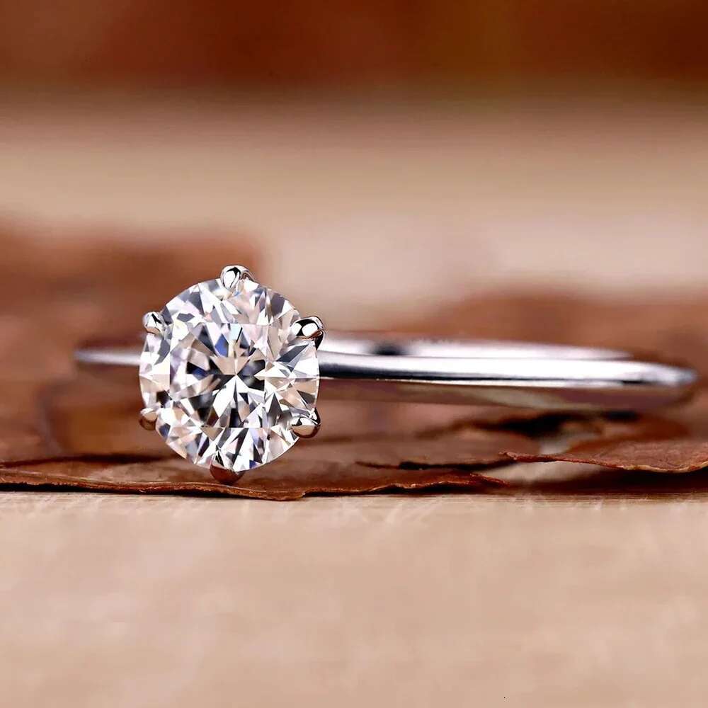 Moissanite Solitaire Engagement Ring 925 Sterling Silver with 18K Gold 3CT 6-Claw Round Diamond Ring Wedding Band for Women