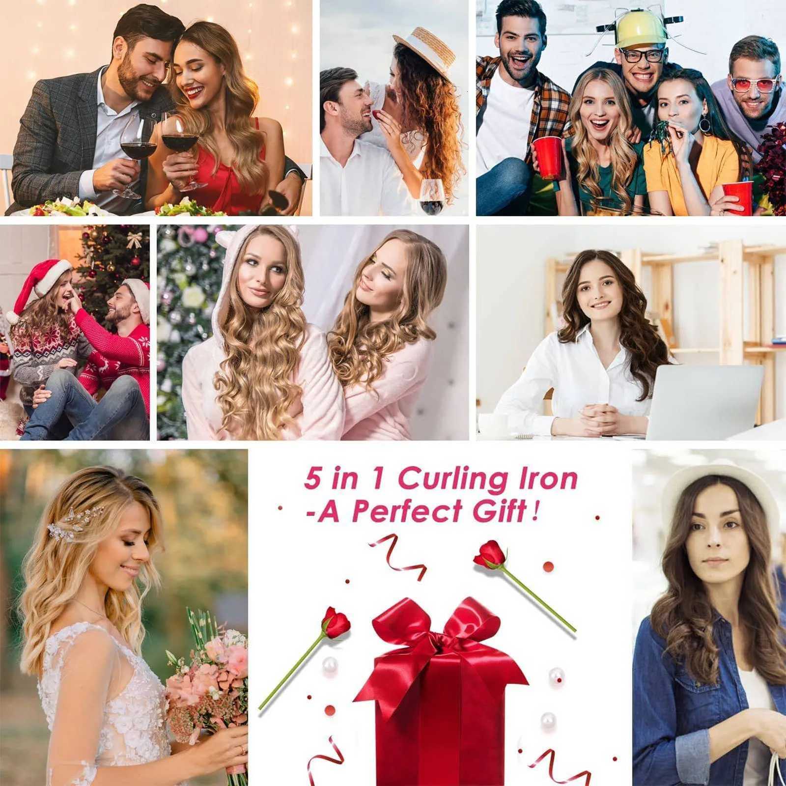 Professional Hair Curling Iron 5 in 1 Ceramic Triple Barrel Electric Heating Curler Irons Hair Waver Hair Salon Styling ToolsT251114