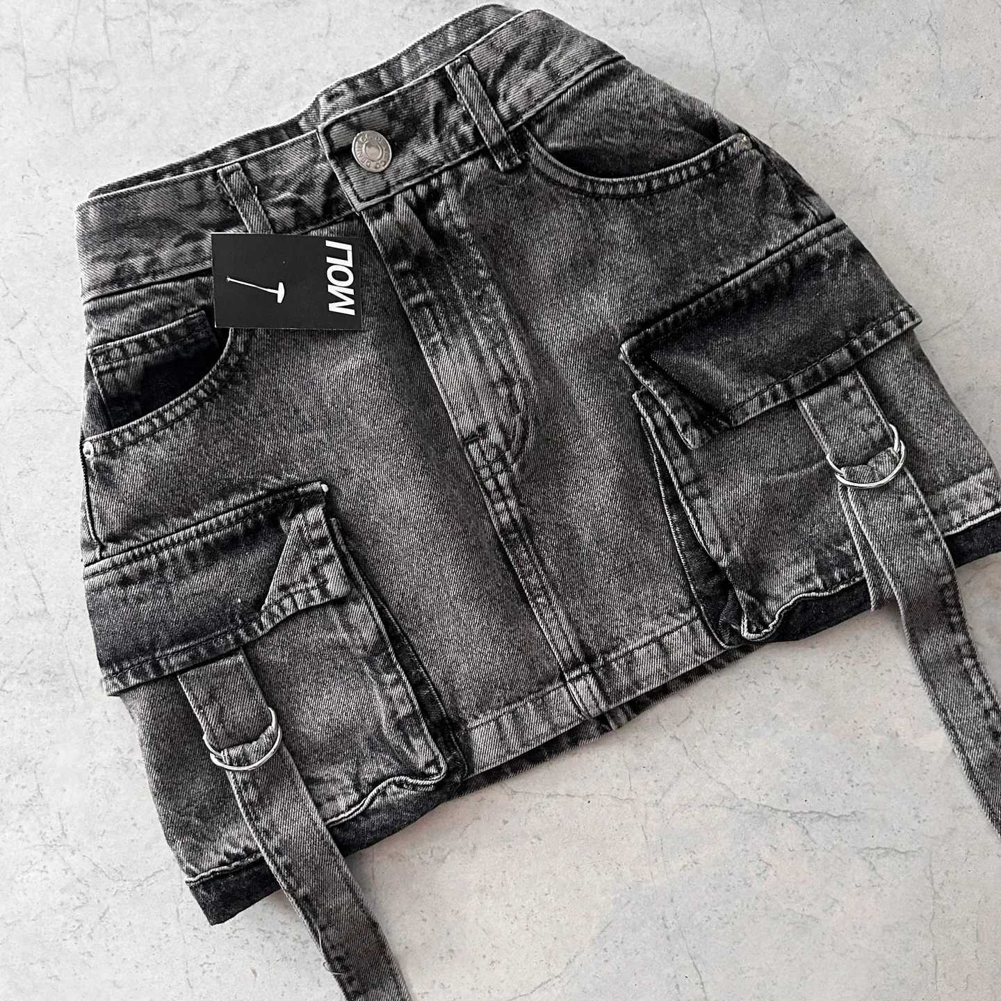 Y2k New Fashion Womens Two Peice Sets Multiple Pockets Harajuku Denim Skirt Sets Goth Straps Casual Versatile Strap StreetwearT250321