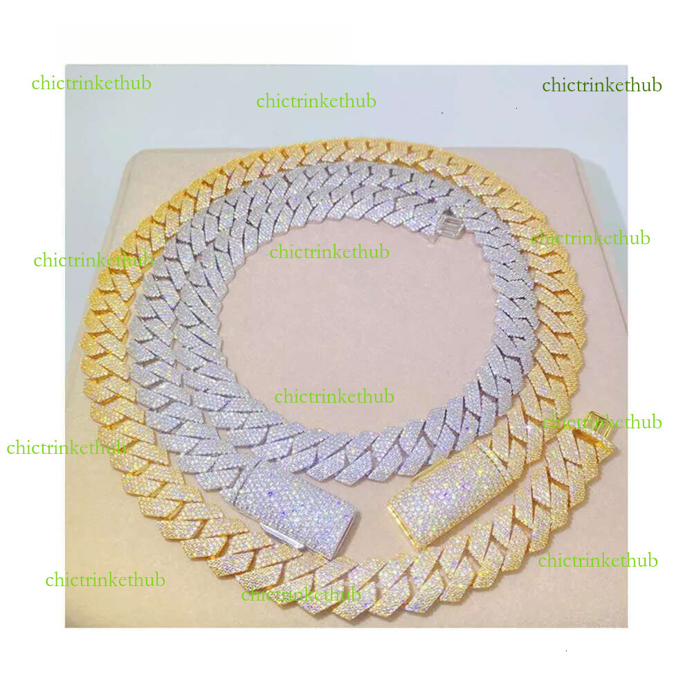 15mm Hip Hop 4 row VVS Moissanite Custom Sparkg Sier Jewelry Ice Out Cuban Chain Bracelet Necklace gift