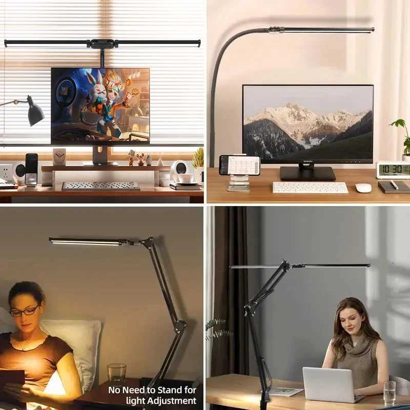 Double Head LED Desk Lamps Led Computer Monitor Light Stepless Dimmable USB Table Lamp for Office Study Reading Lighting Fixture M251114