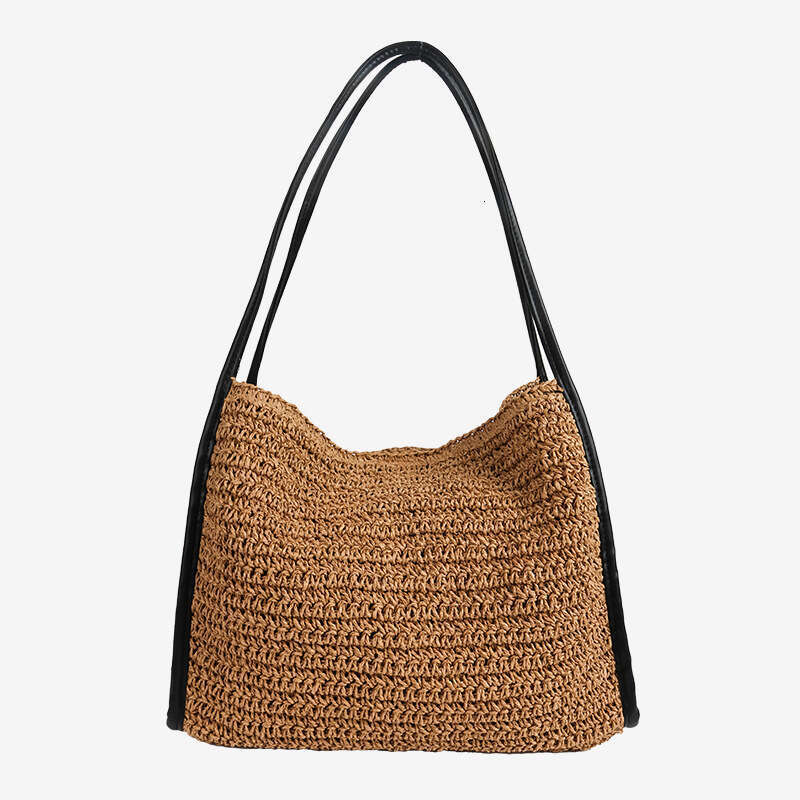 Handmade Beach Bag Minimally Designed One Shoulder New Casual Large Capacity Woven Vacation Beach Bag, Versatile Women's Bag Kq2