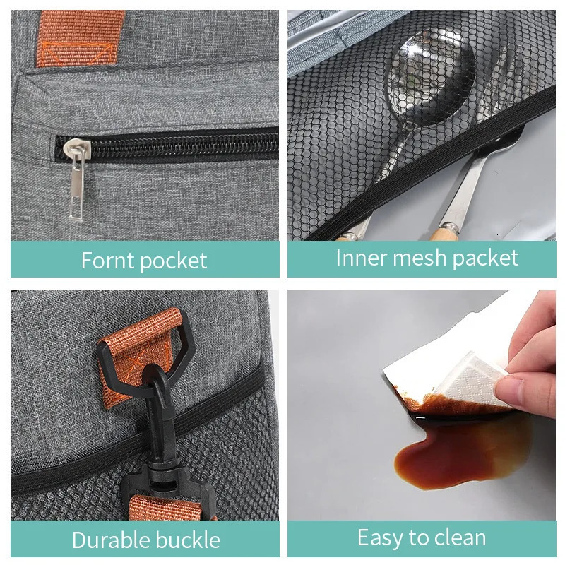 Multifunctional Double Layers Tote Cooler Lunch Bags for Women Men Large Capacity Travel Picnic Lunch Box with Shoulder Strap 250407