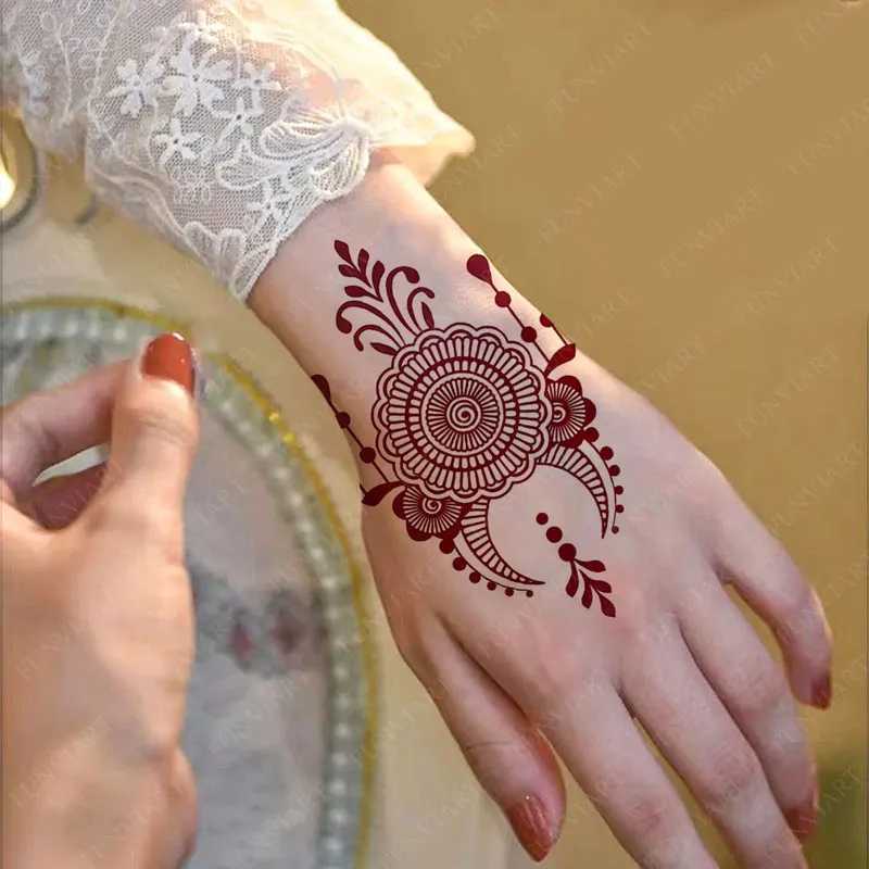 Moon pattern fake tattoo female disposable nail flower tattoo sticker hand flower leaf temporary tattoo Ramadan body decorationXJ25414