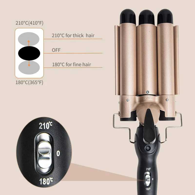Hair Styling Tools Tourmaline Ceramic Glaze Crimper Hair Iron Triple Barrel Waver Hair Curler Three Barrel Curling IronT251114