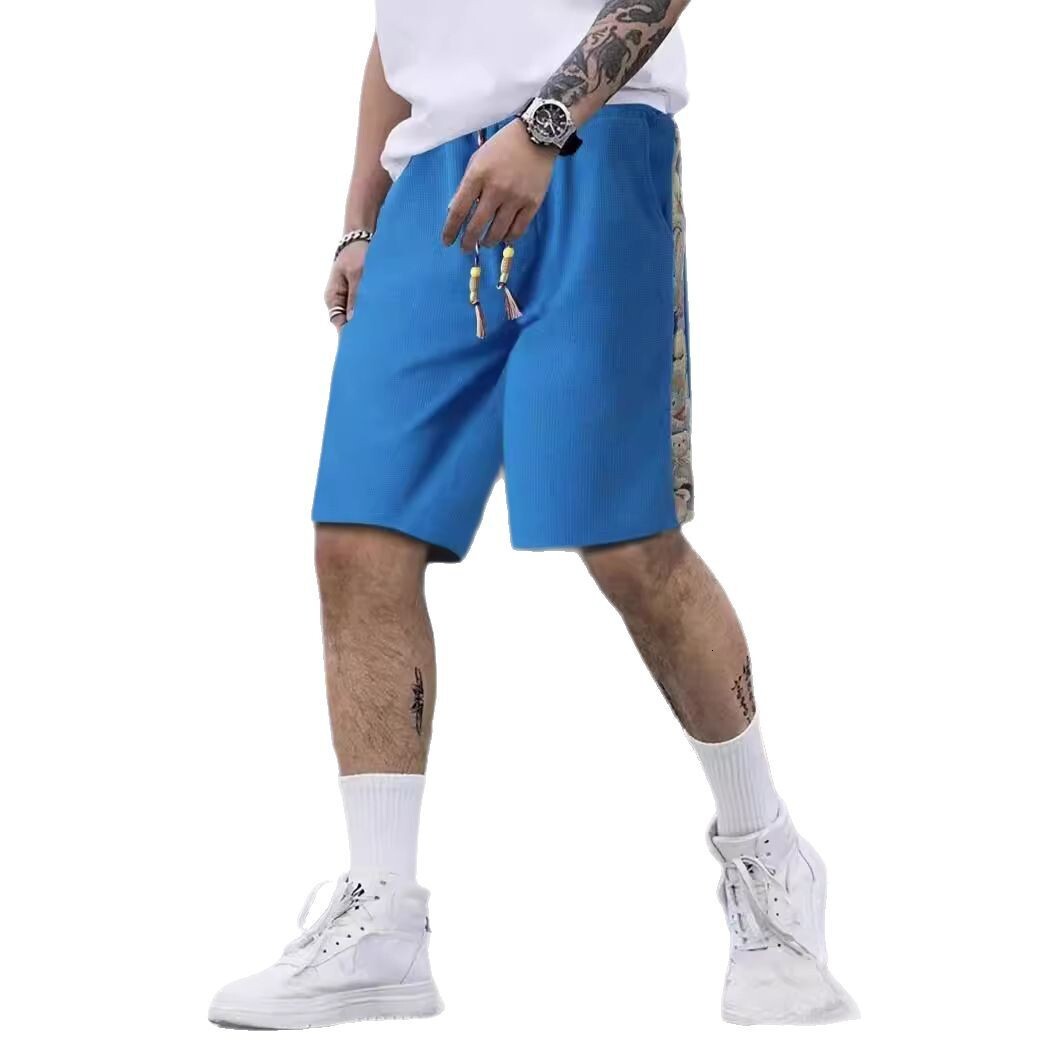 Thin casual shorts for men's summer loose and versatile outerwear sports pants, Instagram Bear print cropped pants trend