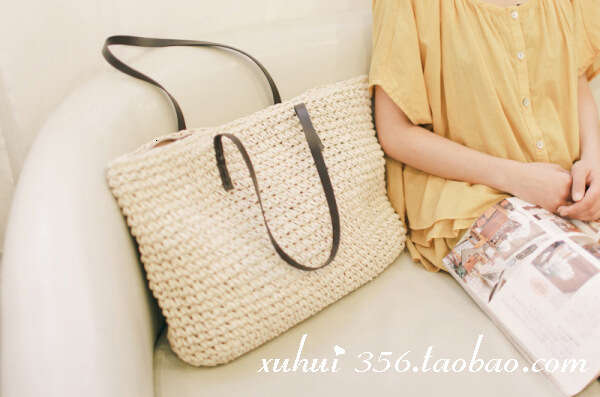 Handmade Beach Bag Grass New Beach Woven Grass Single Shoulder Women's Bags, Japanese And Korean Minimalist Leisure Travel Trend Kq2