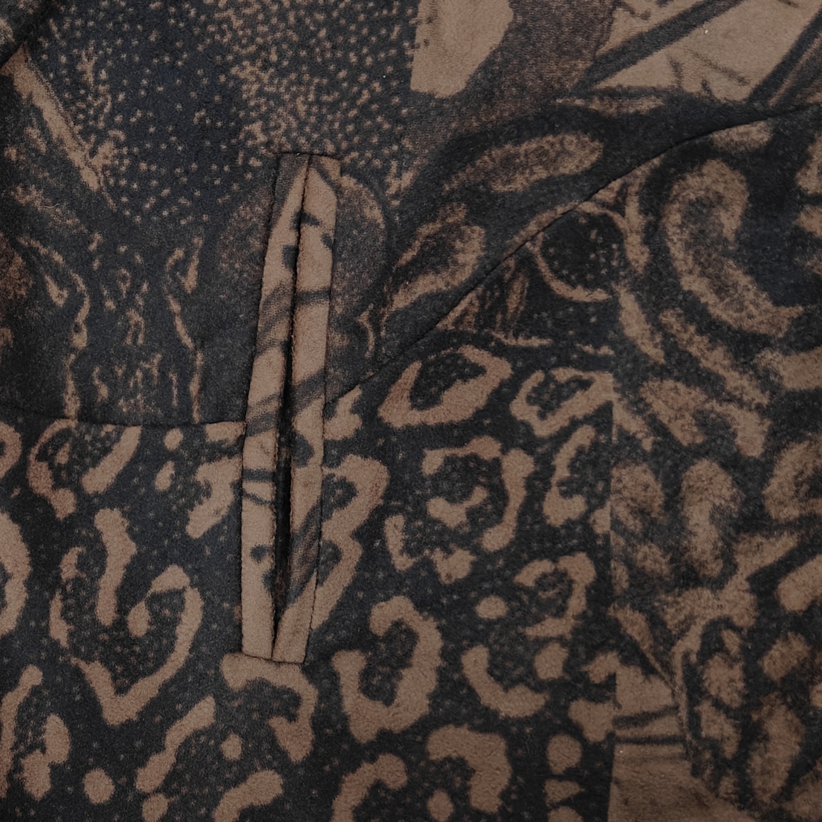 Men's Brown Leopard Fleece Zip-Up Sweatshirt Loose fit Ribbed cuffs Multiple pockets Pullover Long sleeves top for Casual Hip Pop Street Wearing