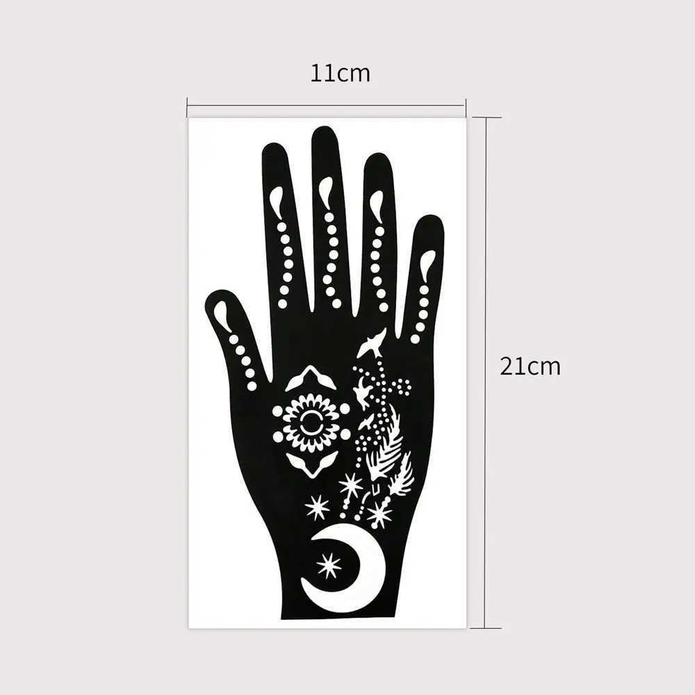 2pcs Flower Moon Pattern Tattoo Template Hand drawn Fingernail Flower Tattoo Template Female Reusable Tattoo Mold ToolXJ25414