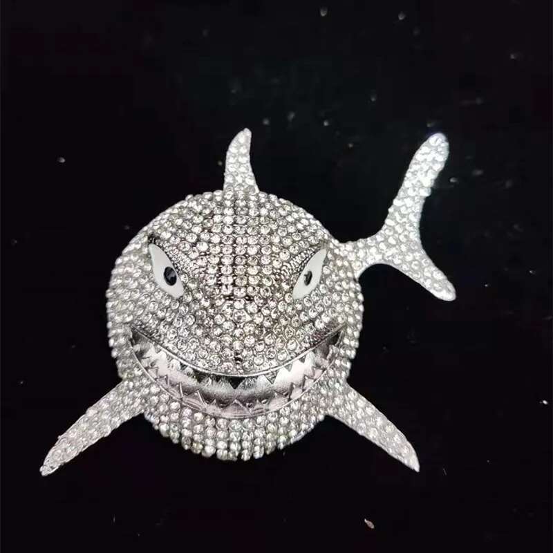 Big Size Shark Pendant Necklace For Men Hip Hop Bling Jewelry With Iced Out Crystal Miami Cuban Chain fashion jewelry