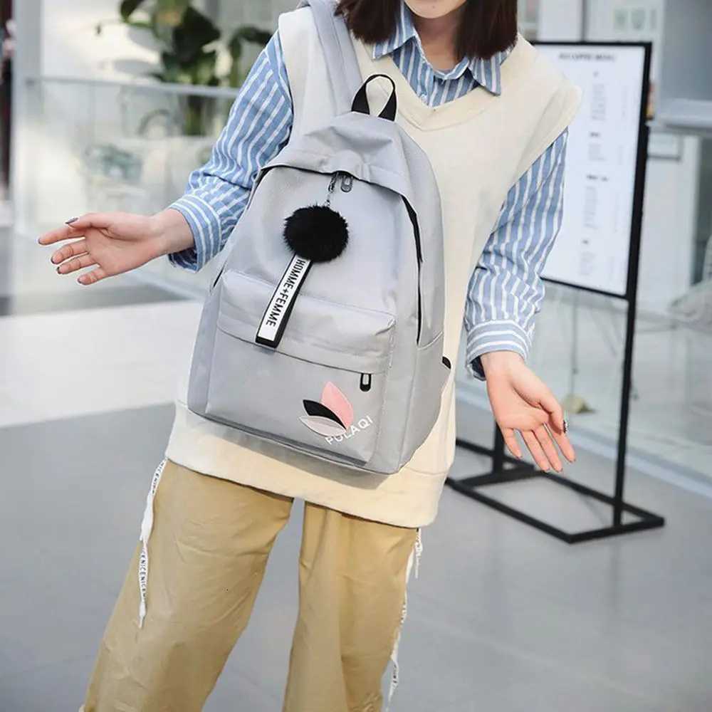 Printed Leaves Backpack Large Capacity Rucksack Zipper Portable Knapsack Female Shoulder Bag Simple Student SchoolbagW251113