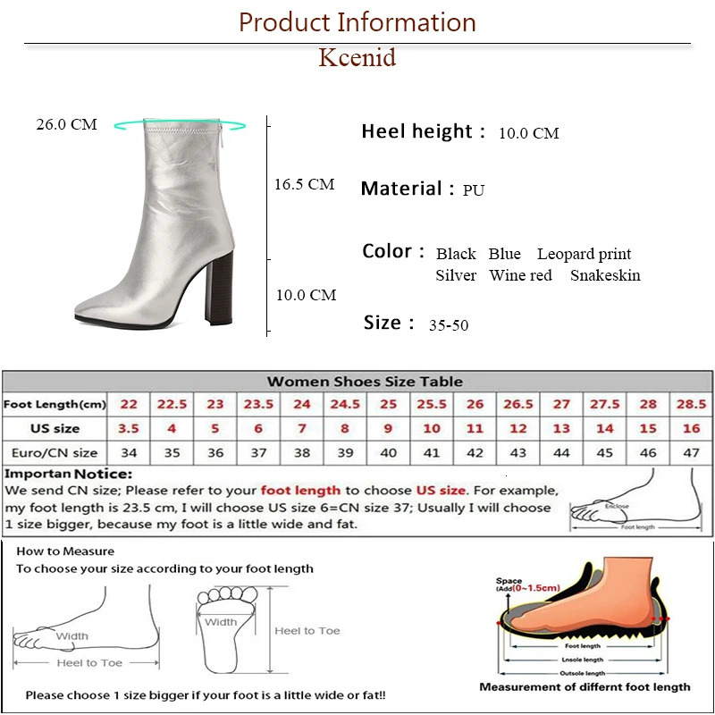 Kcenid Womens Fashion Denim Leopard Print Snakeskin Square Toe Ankle Boots Chunky High Heels Short Winter Boots Plus Size 49 50 251113