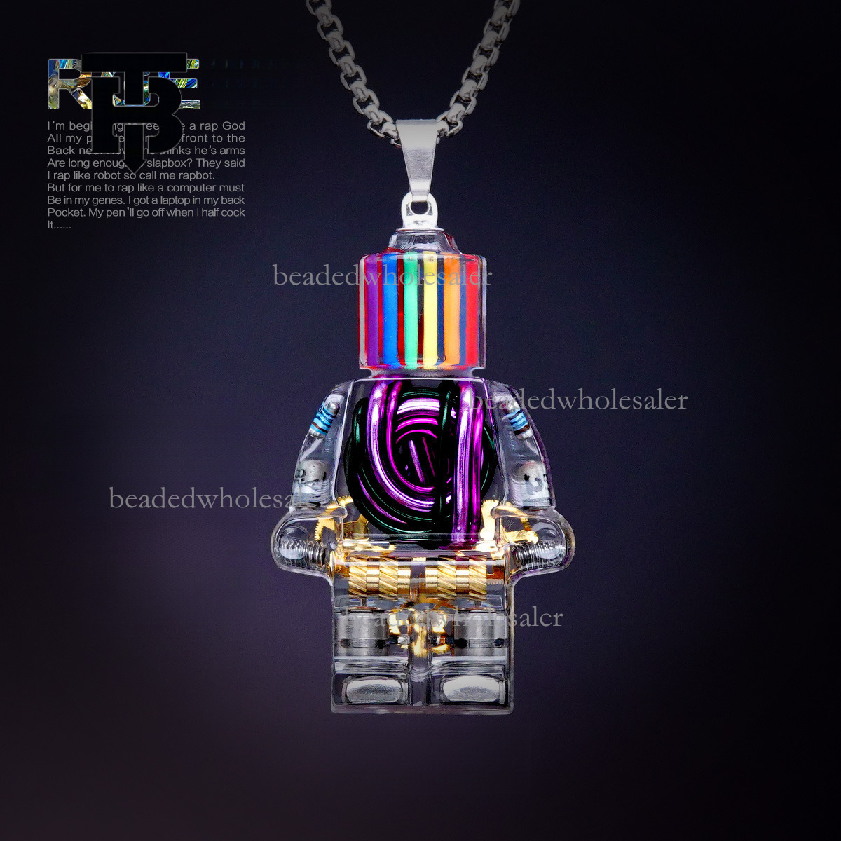 TB BHULAMTE Designer Original Fashion Necklace Y2K New Cyberpunk Style Necklace Colorful Neon Robot Pendant Luxury Jewelry Keychain