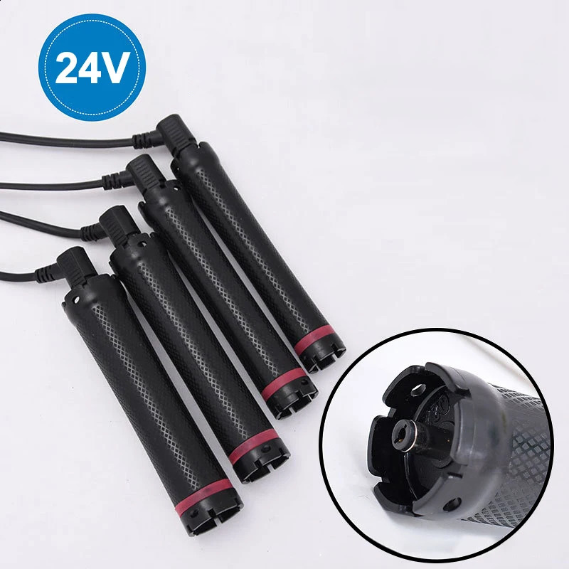 10pcs/set 24V Long Single Hole Electric Heated Hair Rollers Digital Perm Rods Sticks Sponge Clips Rubberbands 14cm 1818 250603