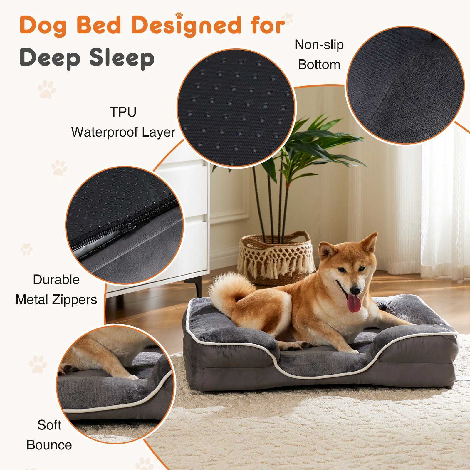 JHK Orthopedic Dog Bed Memory foam Pet Bed for Small Dogs and Cats with Washable Removable Cover and Non slip Base Lining X250412