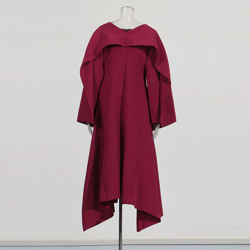 Designer Elegant Irregular Vietnamese Shawl Dress - Spring & Summer Collection with Side Slit Feature